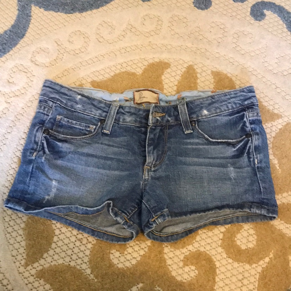 Paige Semi Distressed Canyon Denim Jean Shorts